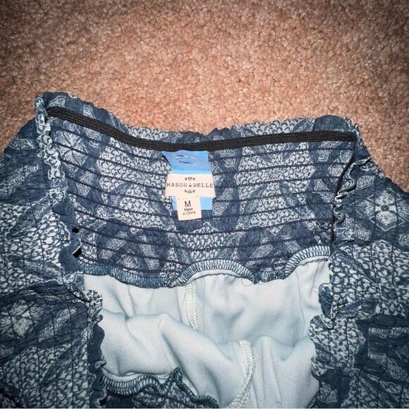 MASON & BELLE Blue Printed Wide-Leg Pants, Size M - Picture 3 of 4